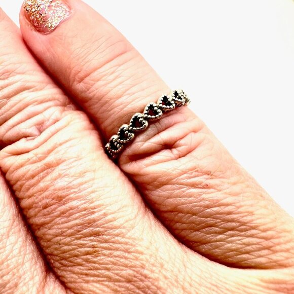 Pandora Band of Hearts Ring Sterling Silver Size 5.25 - Picture 2 of 5